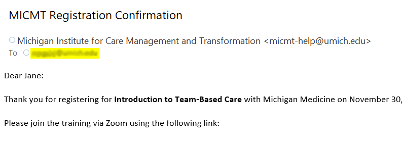 MICMT Registration Confirmation Example
