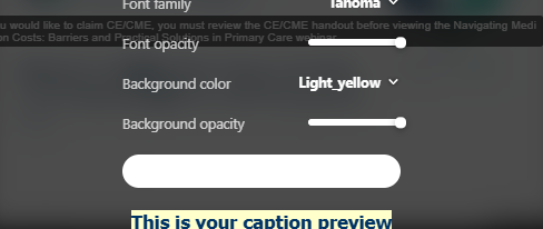 Screenshot of Bottom Half of Custom Caption Settings Menu