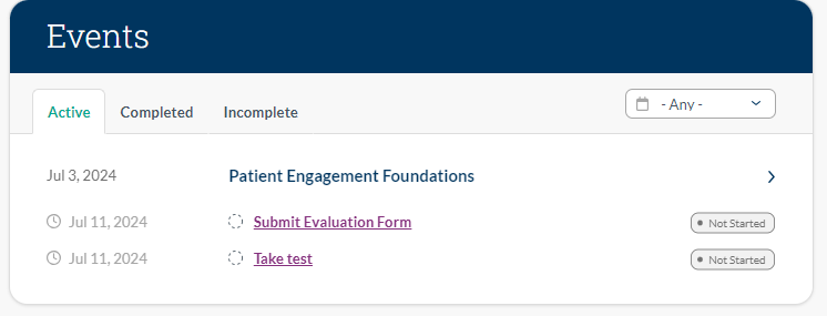 Screenshot of Evaluation and Posttest Deadline