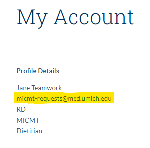 Screenshot of MICMT User Profile Details